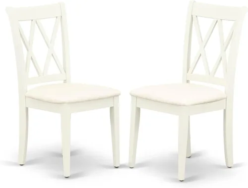 Miniatura 12 de East West Furniture CLC-LWH-W Clarksville - Sillas de comedor con respaldo cruzado doble, juego de 2, color blanco lino