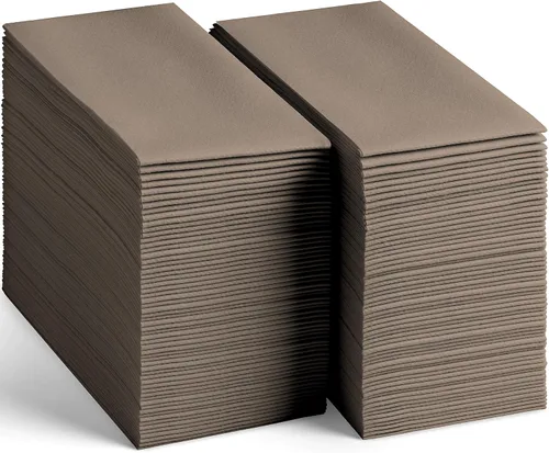 Miniatura 8 de 100 servilletas de papel de color beige con tacto de lino, suaves y absorbentes, para cocina, fiesta, boda, baño o cualquier ocasión (paquete de 100)