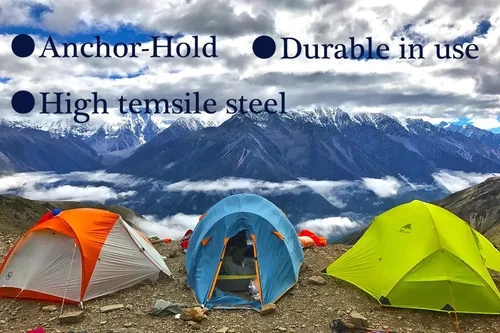 Miniatura 7 de Paquete de 16 estacas de metal resistentes para tienda de campaña para camping, estacas de acero de 16 pulgadas, irrompibles e inflexibles