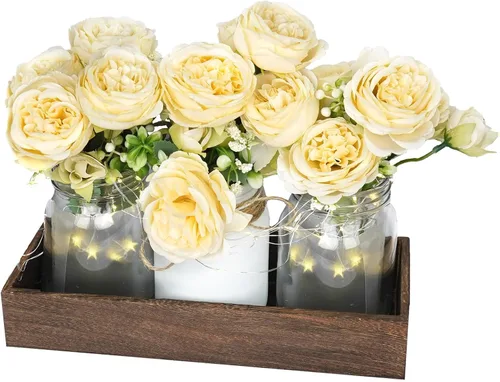 Miniatura 10 de Centros de mesa de flores artificiales para decoración del hogar, decoración para el hogar, centro de mesa rosa para mesa, champán