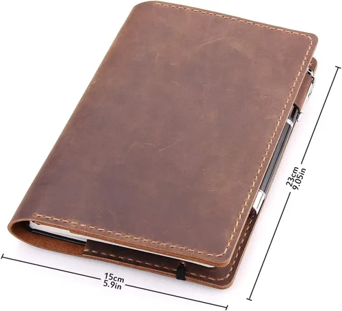 Miniatura 2 de Robrasim Funda de Cuero para Diario Compatible con Cuaderno de Tapa Dura Grande Moleskine, Funda de Cuero Vintage Hecha a Mano para Cuadernos