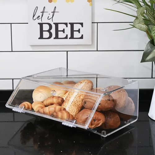 Miniatura 7 de Ikee Design Estuche apilable de acrílico para panadería, contenedor de pastelería, organizador de almacenamiento para bagels, pan y magdalenas