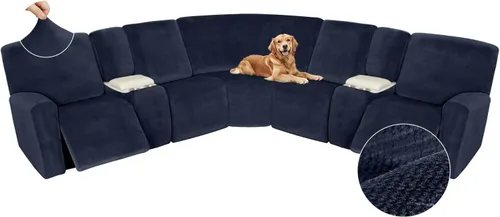 Miniatura 225 de Arfntevss Fundas de sofá seccional reclinable de terciopelo, Funda de sofá seccional de esquina para sofá reclinable, Funda elástica suave