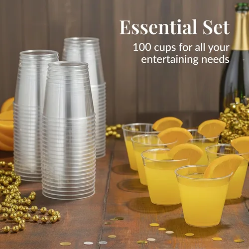 Miniatura 4 de Prestee - Juego de 100 vasos de plástico transparente de 5 onzas – Vasos desechables duros Prestee – Vasos a granel para cóctel, vino y ponche