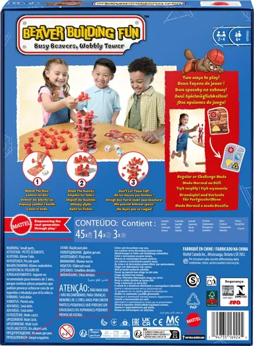 Miniatura 7 de Mattel Games Juego divertido de construcción de castor para noches familiares, noches de juego, viajes y campamento para 2-4 jugadores de 6 años