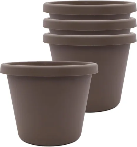 Miniatura 30 de The HC Companies Maceta redonda de plástico Prima con borde enrollado - Maceta para flores ligera y resistente a los rayos UV para hierbas y más