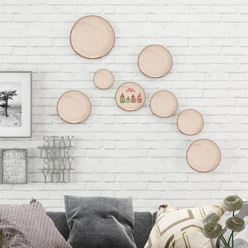 Miniatura 4 de Maputune - 8 piezas de 20-23 cm de rebanadas de madera grandes sin terminar para centros de mesa, plato de madera natural rústico para manualidades
