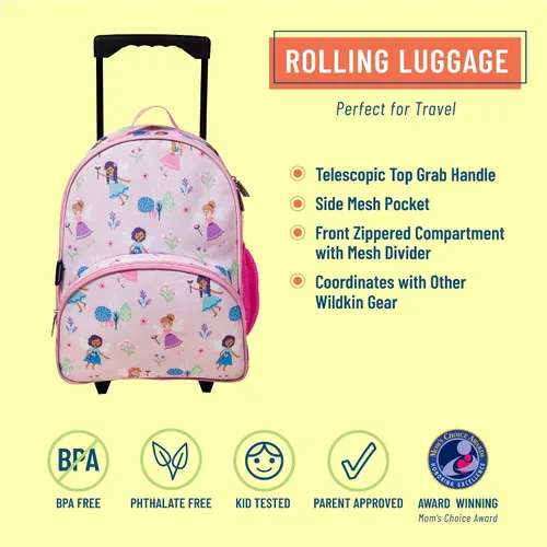 Miniatura 2 de Wildkin El equipaje con ruedas para niños y niñas, el tamaño del equipaje de mano es perfecto para la escuela y viajes nocturnos, mide 16 x 12 x 6