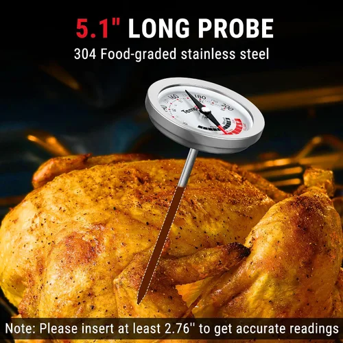 Miniatura 4 de ThermoPro APT200 2 Piezas Termómetro de Carne para Cocinar con Dial Extra Grande de 2 Pulgadas, Termómetro de Cocina de Dial Analógico con Sonda