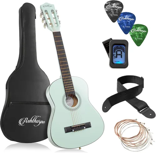Miniatura 23 de Ashthorpe - Paquete de guitarra acústica para principiantes de 30 pulgadas (negro), kit básico de iniciación con funda, cuerdas, correa, afinador