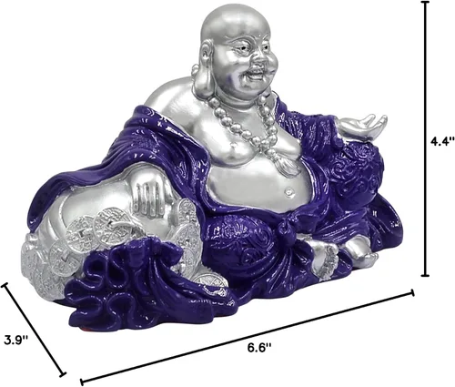 Miniatura 7 de Feng Shui "NGAN Chee" Estatua de Buda sonriente en amuleto casero púrpura real