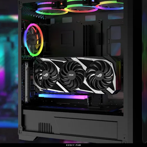 Miniatura 8 de EZDIY-FAB Soporte de montaje vertical PCIe 4.0 GPU Soporte de tarjeta gráfica con módulo LED ARGB de 5 V y 3 pines, kit de soporte para tarjeta