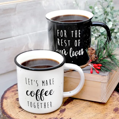 Miniatura 8 de MAINEVENT Juego de Tazas para Parejas "Hagamos Café Juntos" 11 Onzas, Regalo de Boda para Parejas Casadas
