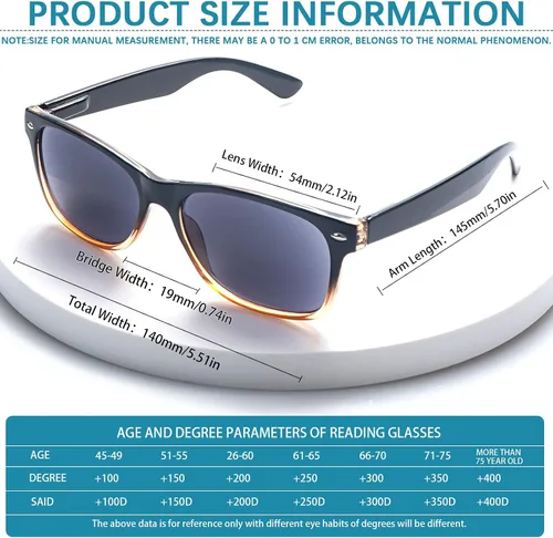 Miniatura 6 de Paquete de 4 lentes de sol de lectura clásicos para mujeres y hombres, bisagra de resorte, lentes de lectura al aire libre con protección UV400