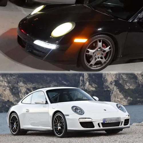 Miniatura 5 de 2 piezas de kit de luces de señal de giro laterales LED dinámicas secuenciales intermitentes para Porsche Carrera 2005-2013 para Boxster 987 Lente