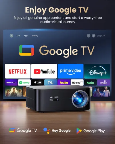Miniatura 2 de 【1200 ANSI/Google TV/Compatible con 4K】Proyector inteligente con WiFi y Bluetooth, proyectores de películas para exteriores y hogar con control