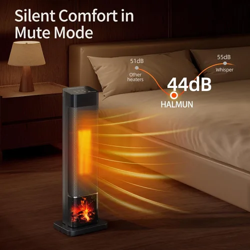 Miniatura 7 de Calentador de espacio, calentadores de cerámica PTC de 1500 W para uso en interiores con control remoto, temporizador de 24 horas, oscilación