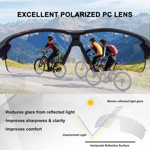 Miniatura 3 de BangLong Polarized Sports Sunglasses Cycling Sun Glasses for Men Women with 5 Interchangeable Lenes for Running Driving azul+negro