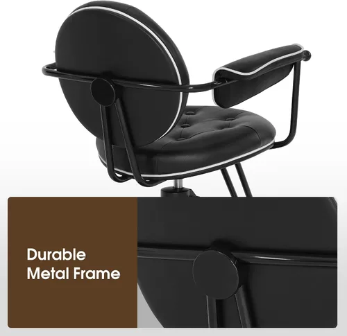 Miniatura 5 de BarberPub Silla de peluquería para estilista, silla de peluquería hidráulica, peluquería y salón en casa 8435 (negro)