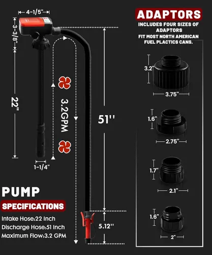 Miniatura 4 de FUELIO Bomba de transferencia de combustible – Bomba de gas eléctrica de carga USB para lata de gas – Bomba de transferencia de gas alimentada por