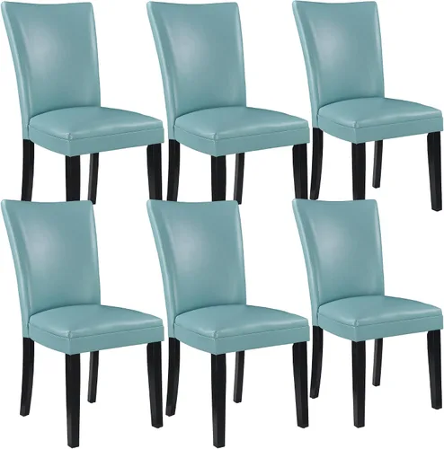 Miniatura 28 de LEEMTORIG Juego de 2 sillas de comedor de piel sintética modernas de mediados de siglo, sillas Parsons tapizadas de lujo con patas de madera maciza