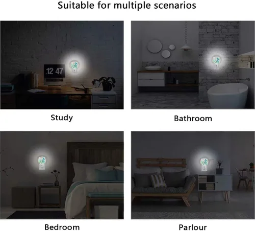Miniatura 7 de Pfrewn Juego de 2 luces nocturnas con diseño de sirena, unicornio, galaxia, estrella de mar, enchufe para niños, adultos, niños, niñas, bebés, luces