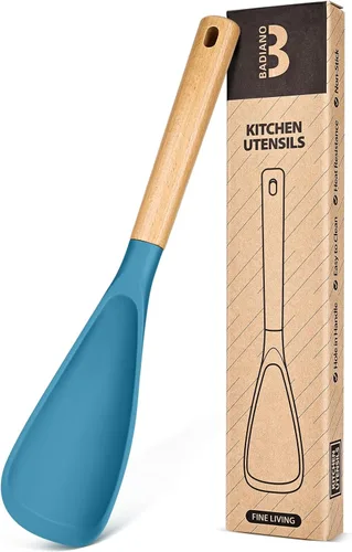 Miniatura 11 de Cuchara de cocina para utensilios de cocina antiadherentes, ideal para cocinar y servir silicona mate resistente sin BPA, cuchara con mango de Azul