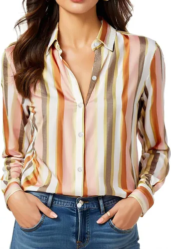 Miniatura 12 de Camisas sin planchado y sin arrugas para mujer, con botones, de manga larga, de seda de morera, blusas casuales para el trabajo