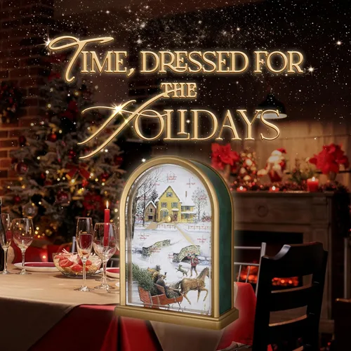 Miniatura 2 de JUSTIME Reloj de mesa luminoso Polaris Silent Night de 12 canciones de villancicos de Navidad, decoración de Navidad, multicolor, selección
