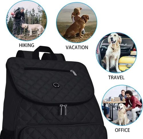 Miniatura 5 de BAGLHER Bolsa de viaje para perros, mochila de suministros para mascotas aprobada por aerolíneas, mochila de viaje para perros con 2 cuencos Negro-b