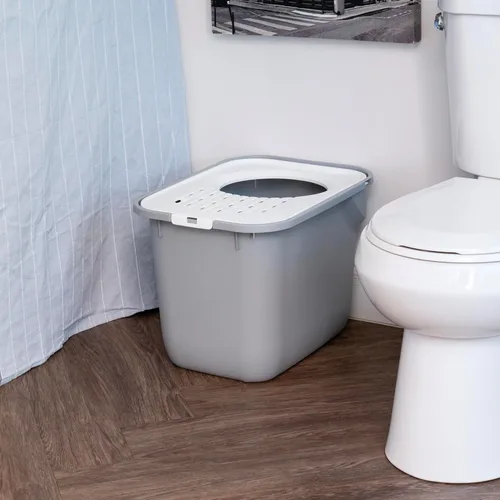Miniatura 6 de IRIS USA - Caja de arena higiénica cuadrada para gatos, bandeja grande para gatos con tapa de captura de partículas de arena, menos residuos