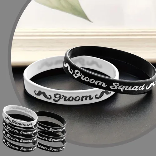 Miniatura 6 de PartyGifts&beyond Pulseras de regalo de despedida de soltero, regalo de propuesta de padrinos de boda, 7 pulseras de silicona para novios de boda