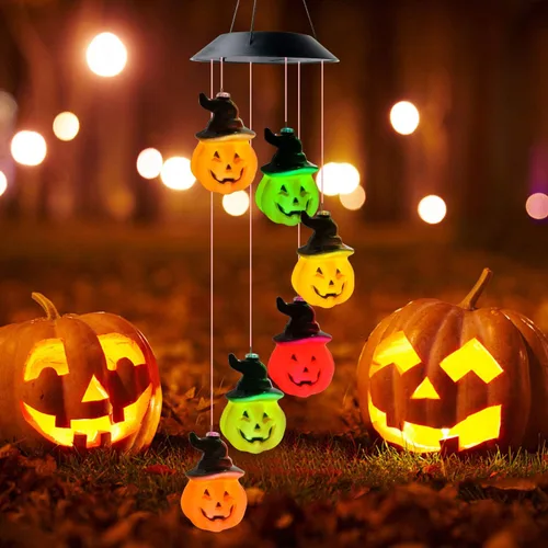 Miniatura 2 de DOUBLEZHE Campanillas de viento solares para exteriores, regalos de luz de calabaza para mamá, abuela, mujeres, esposa, niñas, decoración solar