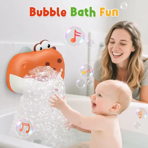 Miniatura 4 de Juguetes de baño para bebés, máquina recargable de burbujas de dinosaurio con música, juguetes de baño para bañera para niños pequeños, regalos
