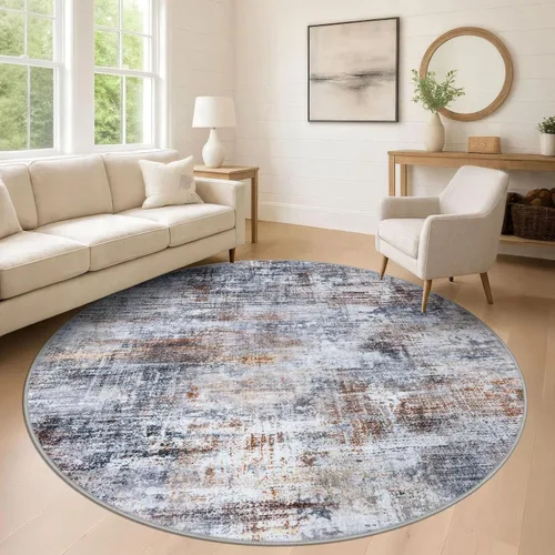 Miniatura 241 de IOHOUZE Alfombra pequeña abstracta de 2 x 3 pies, alfombra de entrada lavable para entrada interior, alfombras con respaldo de goma, alfombra gris