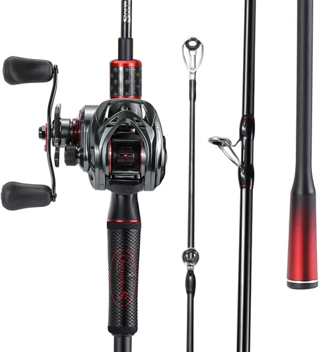 Miniatura 9 de Sougayilang Baitcasting Rod and Reel Combo, 2-Piece Medium Rod with 8.0:1 High-Speed Baitcaster Reel, Magnetic Brake System, Travel-Friendly Bass
