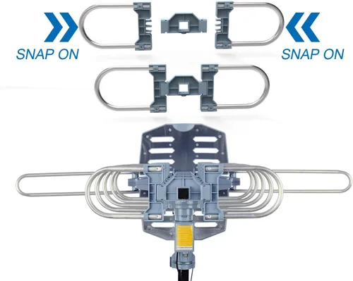 Miniatura 4 de PBD - Antena de TV digital HD para exteriores de 150 millas motorizada con rotación de 360 grados con cable coaxial RG6 de 40 pies, instalación a