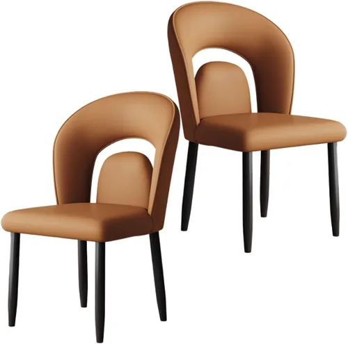 Miniatura 32 de YVYKFZD Leather Dining Chairs, Kitchen Chairs Set with Curved Back, Upholstered Dining Room Chair, Armless Comfy Side Chair, for Living Room