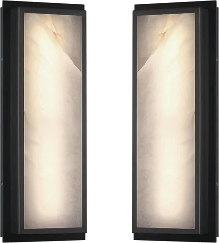 Miniatura 19 de Paquete de 2 lámparas de pared de cristal con acabado champán, lámpara de pared de estilo conciso moderno, pantalla de cristal poliédrico para baño