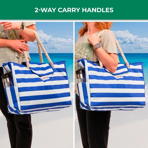 Miniatura 8 de SHYLERO La bolsa de playa y la bolsa de piscina tiene bolsa hermética, cierre magnético a presión. La bolsa de playa es repelente al agua.
