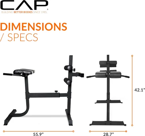 Miniatura 4 de Cap Strength - Silla romana – Banco de extensión de respaldo ajustable para entrenamientos de núcleo y glúteos, capacidad de alta resistencia de 300