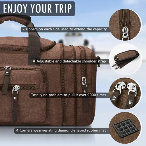 Miniatura 9 de Bolsa de viaje para hombre (lona, bolsa de fin de semana), Negro), A-001