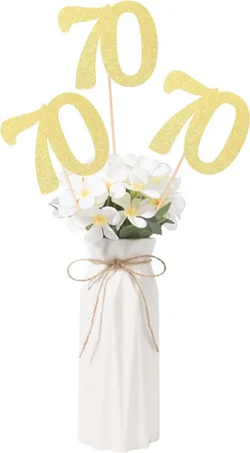 Miniatura 13 de Decoraciones de 50 aniversario NO 50, paquete de 10 centros de mesa de cumpleaños de 50 cumpleaños de doble cara con purpurina dorada para mesas