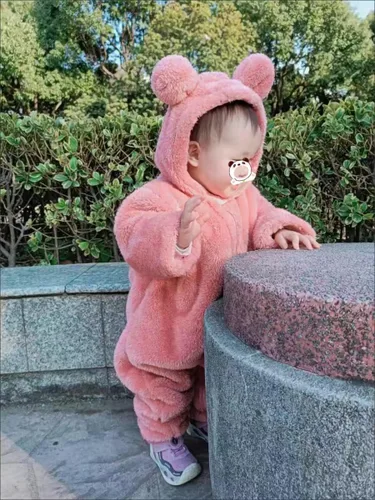 Miniatura 2 de Traje de nieve para bebé recién nacido, con forro polar, cálido con capucha para bebé
