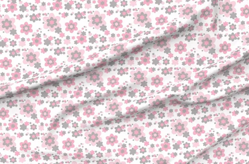 Spoonflower Tela - Rosa Gris Gris Floral Niña Nursery Flower Room Impreso en tela Minky por The Yard - Cobijas de bebé Coser Edredón de felpa