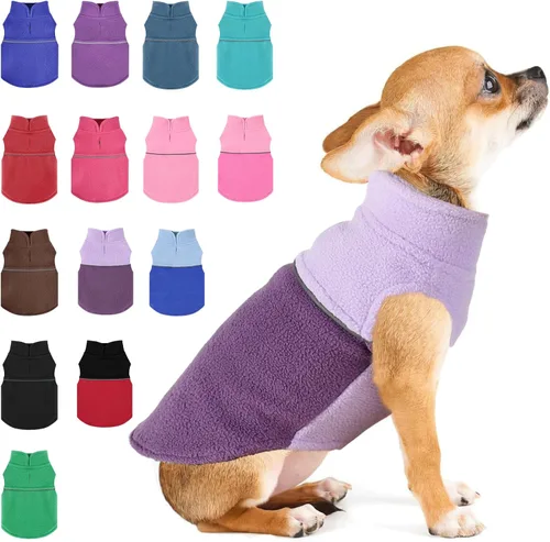 Miniatura 23 de Suéteres para perros pequeños hembra, chaleco de forro polar para perro con agujero para correa, suéter pullover cálido, chaqueta para cachorro