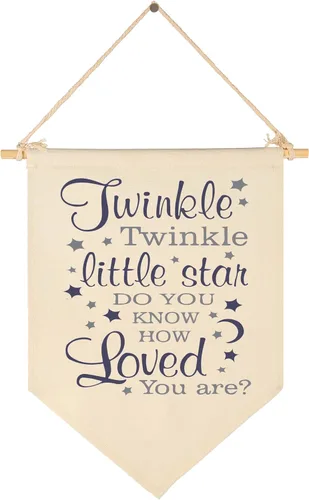 Miniatura 40 de Twinkle Twinkle Little Star - Bandera colgante de lona para pared, regalo para bebé, niños, guardería, habitación de niños, sala de juegos, pancarta