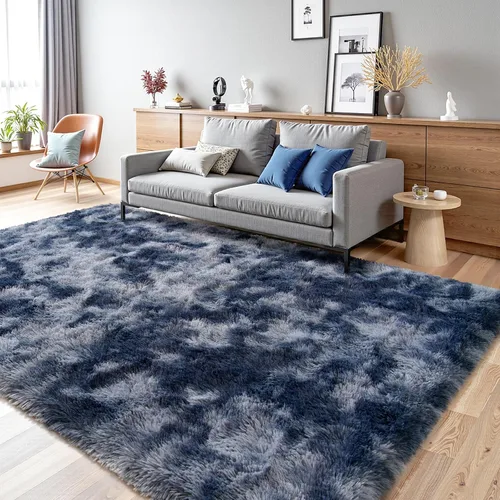 Miniatura 25 de Terrug Alfombra Corredor Negra Esponjosa para Dormitorio, 2x6 Pies Lindas Alfombras de Área de Pelo Largo para Pasillo, Alfombra de Felpa Suave