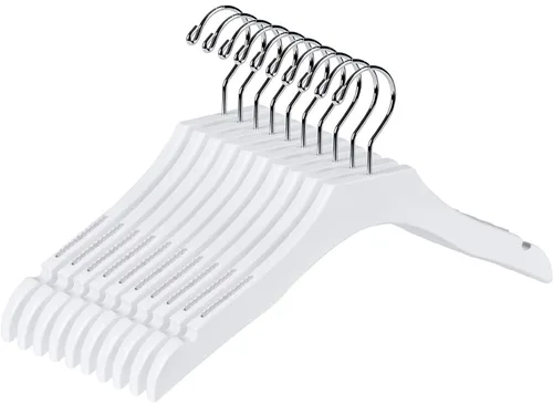 Miniatura 10 de Percha de madera blanca de calidad para niños, diseño de lujo, gancho giratorio cromado (10, 13 pulgadas)