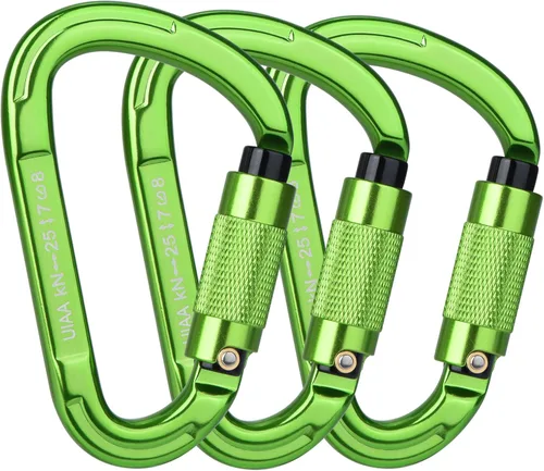 Miniatura 11 de Mosquetones de Escalada en Roca con Bloqueo Automático, Certificados UIAA Profesionales 25KN (5620 lbs) Mosquetones Resistentes para Rappel